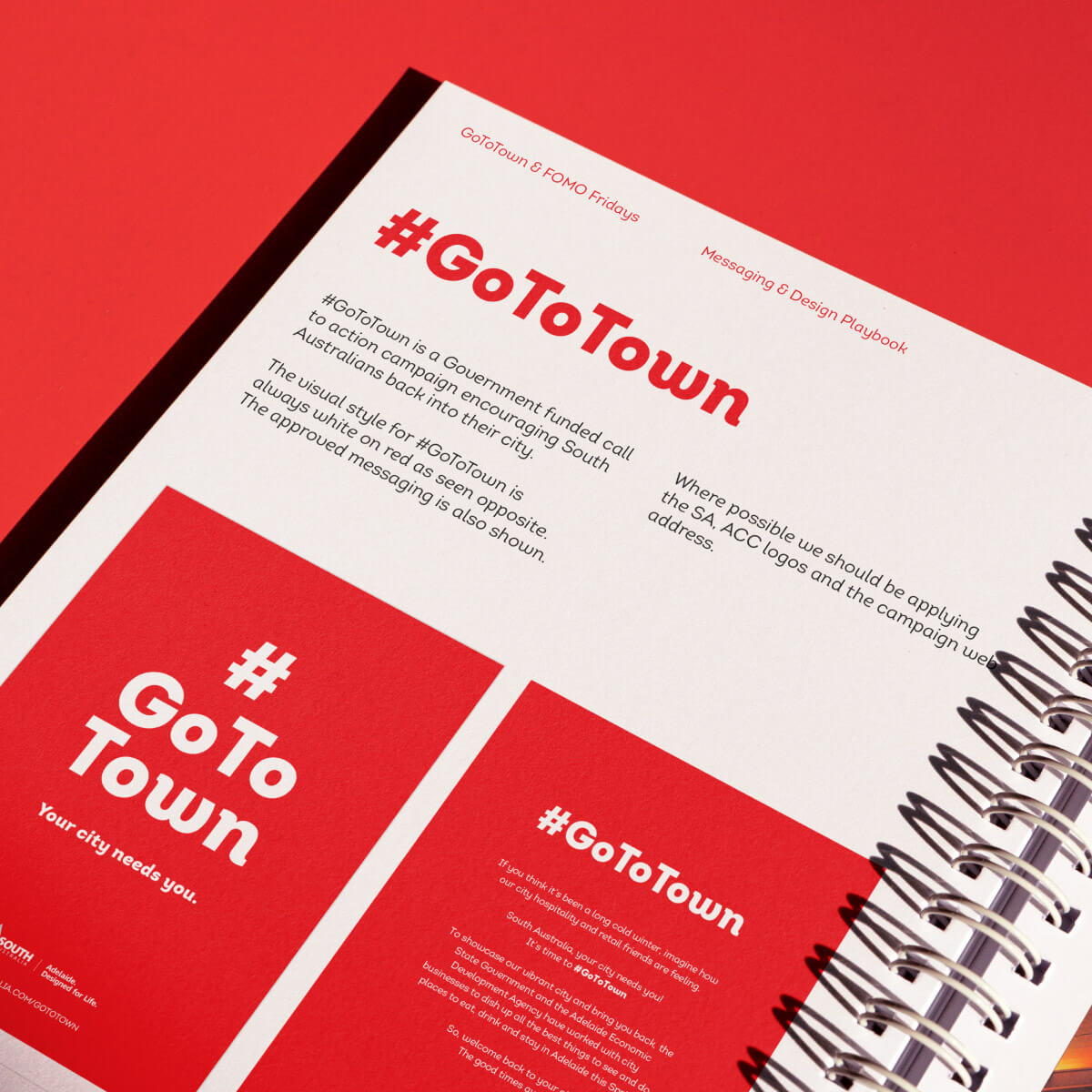 Mockup of Go To Town & FOMO Fridays Messaging & Design Playbook