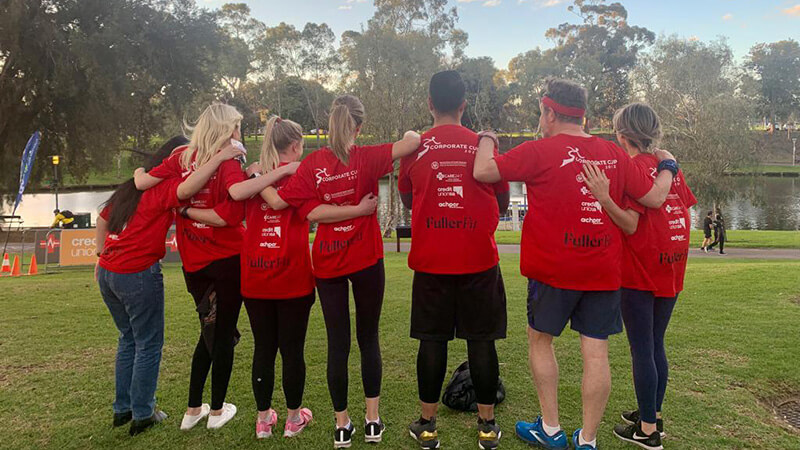 Fuller team in wear matching 'Fuller Fit' t-shirts for Corporate Cup 2022