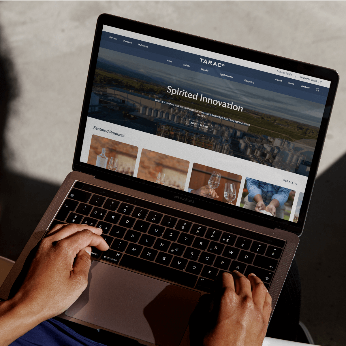 The new Tarac website as displayed in a laptop viewport.