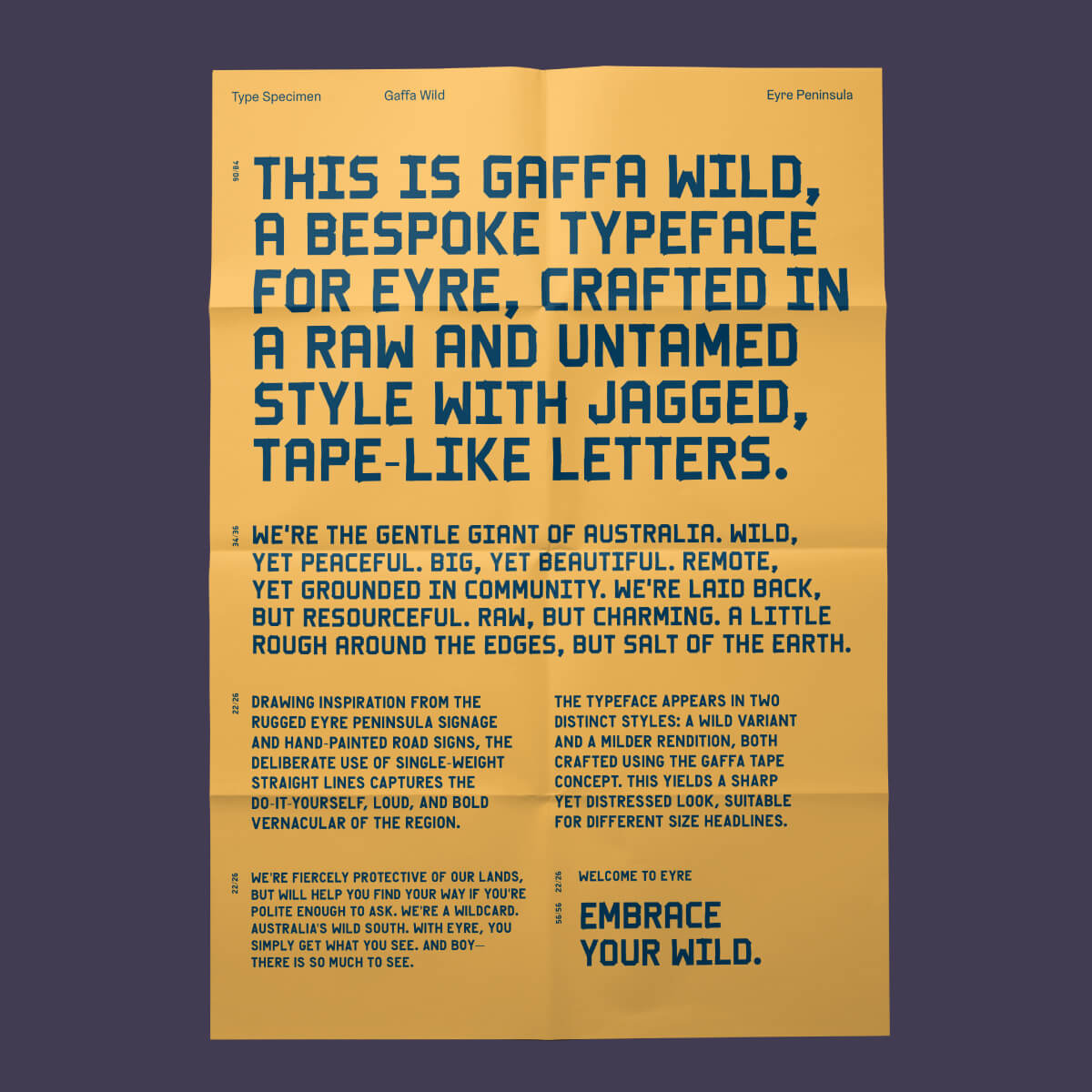 Demonstration of the Eyre brand typography mocked up on a poster