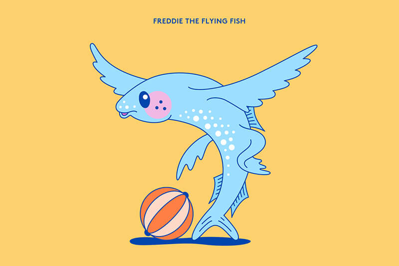 Illustration of Freddie the Flying Fish