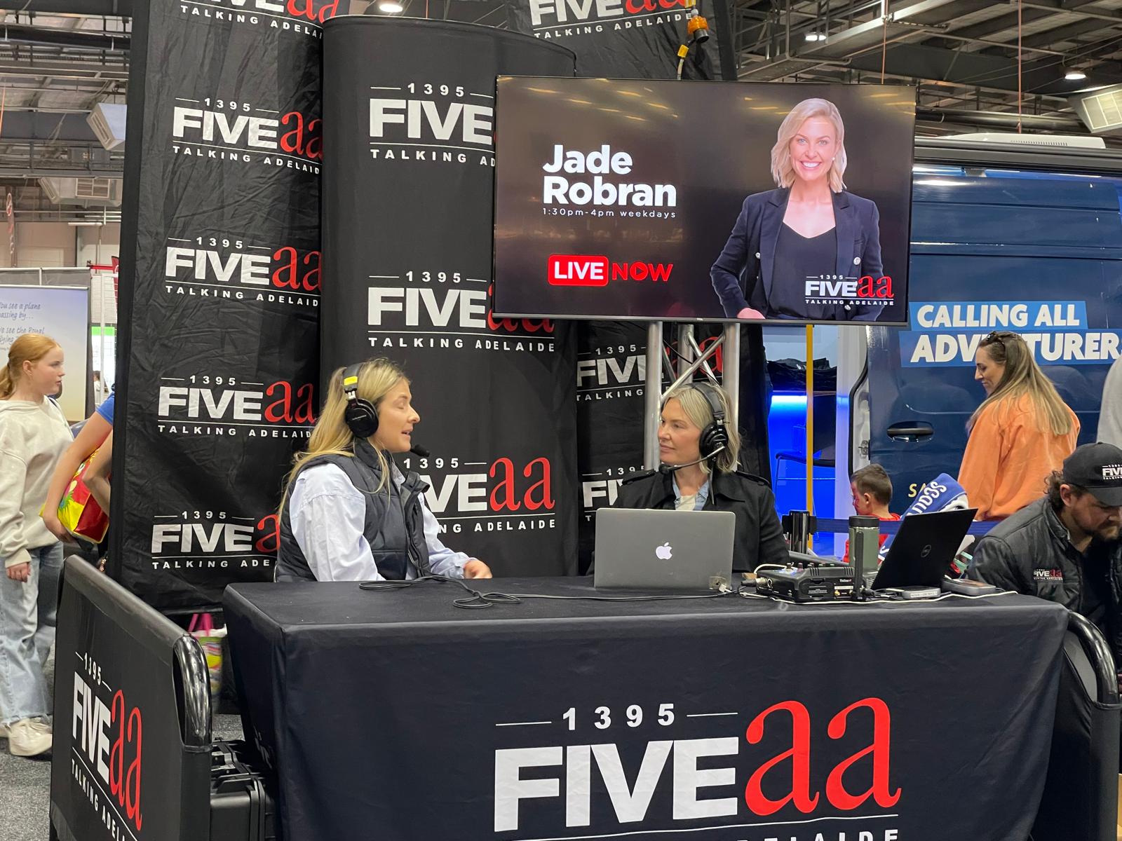 A booth set up for FIVEaa Radio at the Adelaide Show