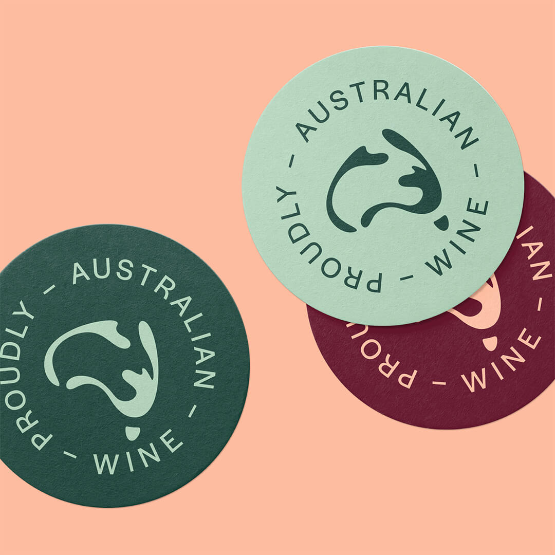 Wine Australia branded stickers in different colours
