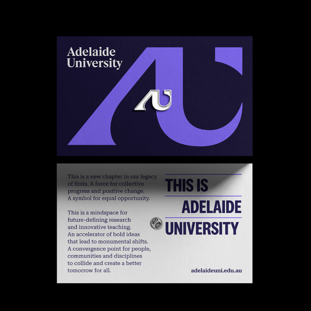 Packaging for an Adelaide University monogram pin