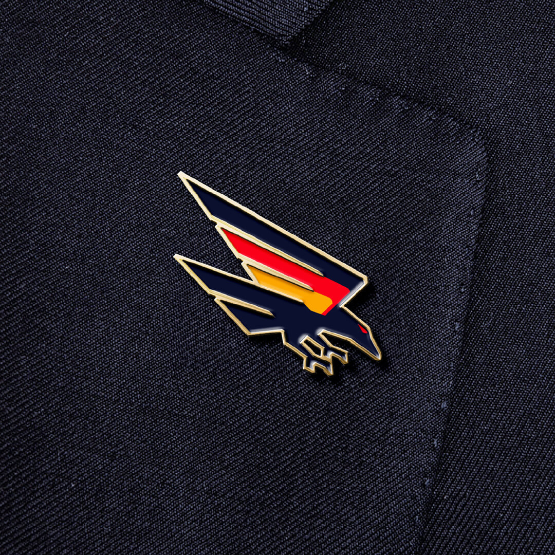 The Adelaide Crows logo as a metallic pin