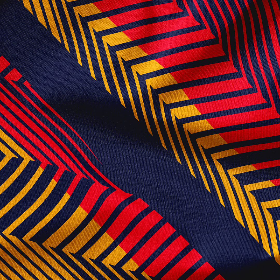 The Adelaide Crows pattern device printed on guernsey material